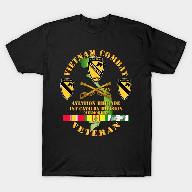 Vietnam Combat Cavalry Veteran w  Aviation Brigade - 1st Cav Div T-Shirt by twix123844